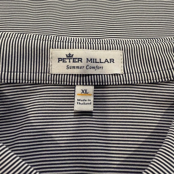 Peter Millar Summer Comfort Polo Shirt XL Blue Stripe Short Sleeve Golf Casual - Picture 3 of 3
